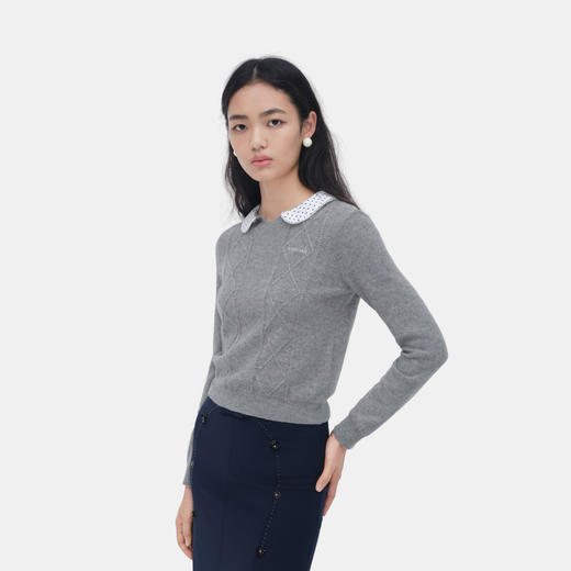 HERLIAN 2026年春季新品波点娃娃领撞色套头针织衫女上衣 商品图2