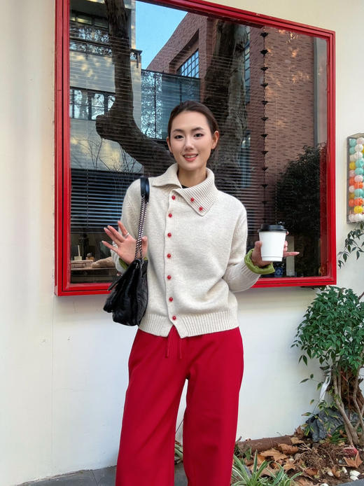 【新年系列】噢蜜ooomeooo新年红松紧腰宽腿裤时髦精仪式感 商品图2