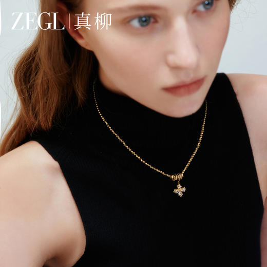 ZEGL幸运光迹系列金色幸运四叶草项链女轻奢高级感叠戴毛衣链秋冬 商品图2