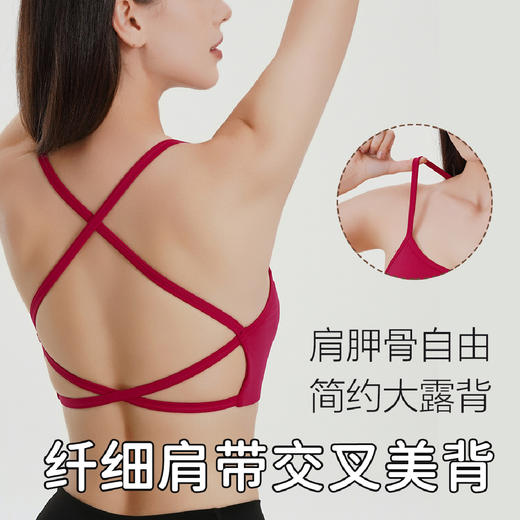 跃牌【美西西系列】La Nikar云弹系列字背心女带胸垫健身内衣瑜伽美背WX-5078 商品图2