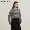 NEELLY纳俪商场同款冬季新款民族提花圆领撞色毛衣女提花显瘦上衣N25114A04574 商品缩略图0