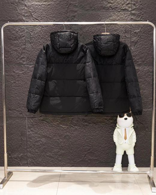 F010763老花满印拼接男女同款蓬松连帽羽绒服 商品图4