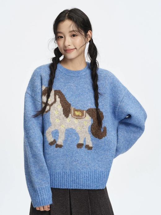 马年限定本命红  羊毛小马打底套头毛衣 商品图0