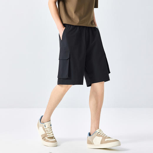 GXG男装【工装口袋】25夏季时尚松紧腰系绳男式宽松休闲五分短裤K&C 商品图3