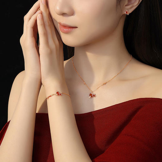 【马上暴富】纯银钱币萌马红玛瑙独角兽项链【JHY-N000344M】 商品图2