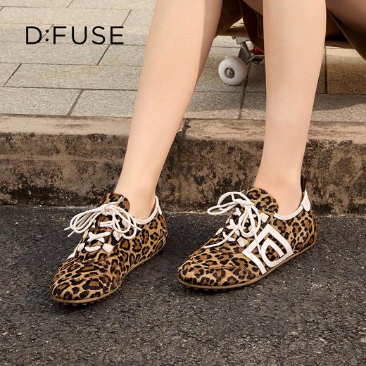 Dfuse迪芙斯2026春季新款豹纹马毛真皮薄底轻便德训鞋豆豆鞋DFE1112086 商品图2