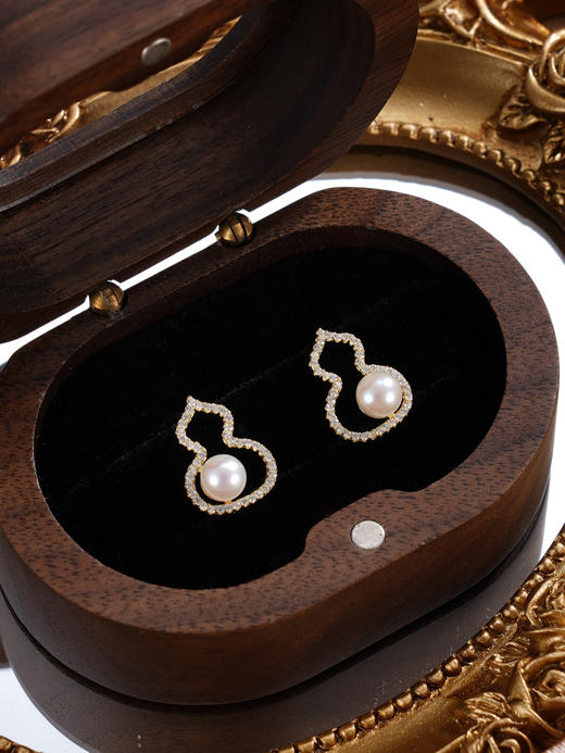 子佩集【纳福之珠】银S925珍珠惜王妃耳钉【XXED001】5mm珠双色葫芦2601 商品图2