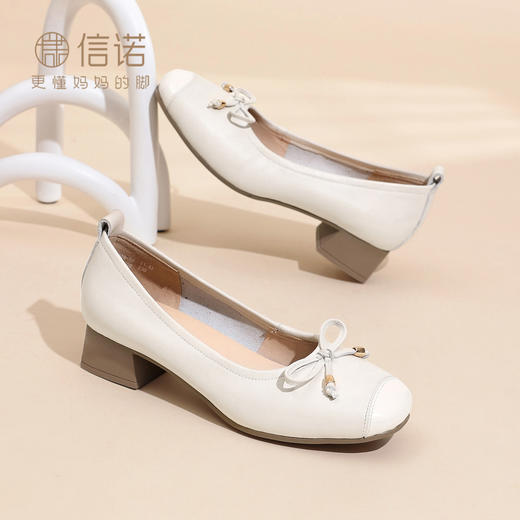 法式芭蕾单鞋女低跟蝴蝶结浅口玛丽珍鞋百搭温柔风淑女鞋6C5009-50 商品图1