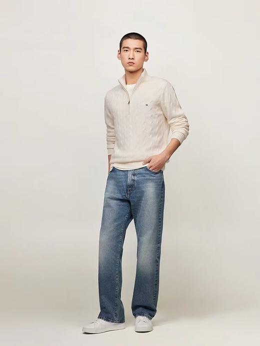 F010772秋冬男装绞花肌理半拉链立领全棉针织衫毛衣 商品图5