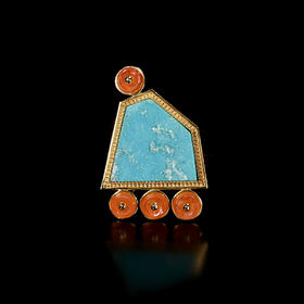 夏商绿松石嵌片+西亚高古红玛瑙“花枝俏”戒指