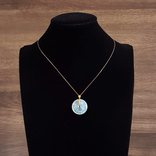 【天然正品】A货翡翠AU750黄金镶天然细腻冰种晴水平安扣翡翠吊坠项链31.4*25.6*4.4MM(皆取最大值)链长：45CM（长度可调节）071125AH49 商品图9