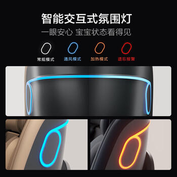 两只兔子儿童安全座椅婴儿车载可坐可躺APP语音通风加热 求知2pro极空黑 商品图7