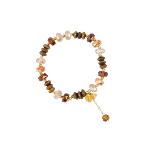 三彩2026新款手工琥珀色串珠镀金葫芦吊坠手链国风复古松弛文艺 商品图2