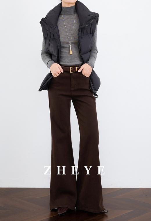 土耳其新作四面弹美拉德复古美式蓝显瘦加绒喇叭裤 商品图5