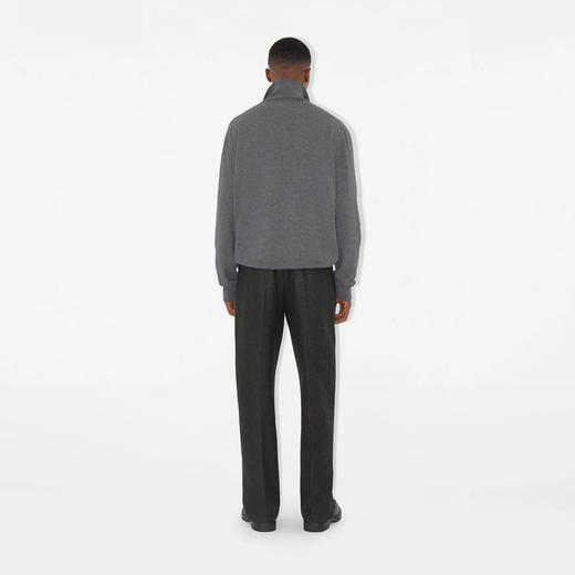 BURBERRY 巴宝莉 男士马术骑士徽标刺绣羊绒混纺半拉链针织衫 灰色 8112132 A1345 商品图4