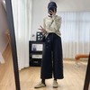 F010747后半松紧腰毛呢羊毛裤宽松直筒加绒休闲阔腿裤女秋冬裤子八分裤 商品缩略图2