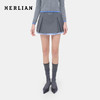 HERLIAN 2026年春季新品格纹拼接下摆学院风百褶裙女灰调叠格短裙 商品缩略图0