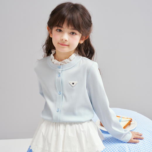 笛莎Deesha 2026春季女童时尚学院风假两件拼接针织外套 商品图4