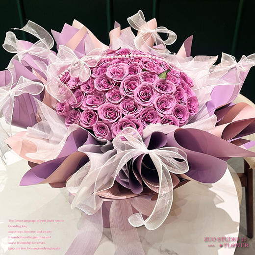 高奢款【倾城之恋】紫霞仙子玫瑰99支/求婚纪念日告白花束/高级感/仪式感/深圳配送 商品图2