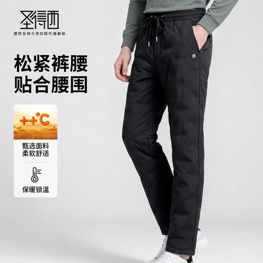 【鹅绒&无异味】圣得西2025年冬季休闲中青年男士保暖松紧羽绒裤 商品图3