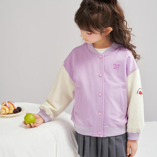 笛莎Deesha 2026春季女童时尚学院风拼色棒球服外套 商品图0