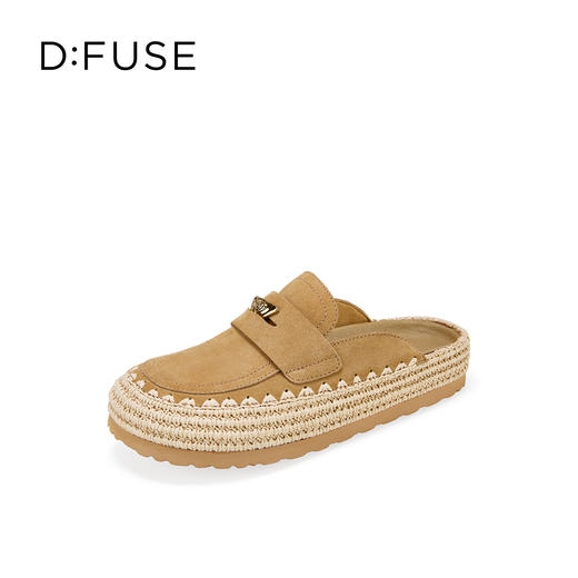 Dfuse迪芙斯2026春季新款包头编制手工感麻线鞋底穆勒拖鞋半包头拖鞋女鞋DFE1110074 商品图11