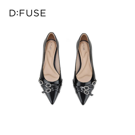 Dfuse迪芙斯2026春季新款尖头交叉带小钻扣轻朋克小猫跟单鞋女鞋DFE1111051 商品图14