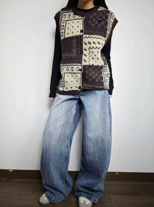 F010710慵懒复古感大地色系拼色针织无袖马甲女 商品图8