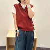 F010751马甲2025冬季新款时尚V领大口袋红色无袖羊毛马甲背心坎肩女 商品缩略图9