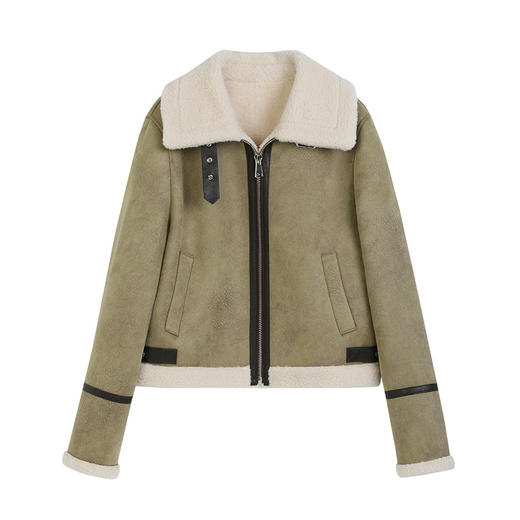 NEELLY纳俪商场同款冬新款翻领简约外套女百搭潮流时尚保暖机车服N25114C04603 商品图3