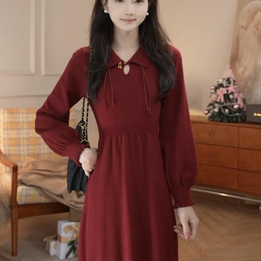 鹿向南「昭昭如愿」新中式国风气质高级感女春季针织长袖连衣裙 商品图1