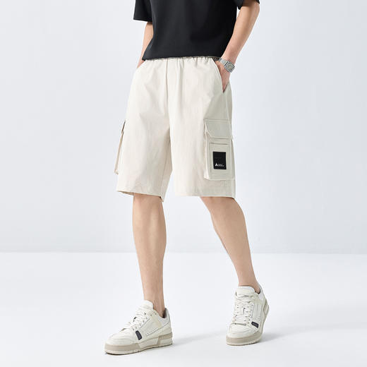 GXG男装【工装口袋】25夏季时尚松紧腰系绳男式宽松休闲五分短裤K&C 商品图6