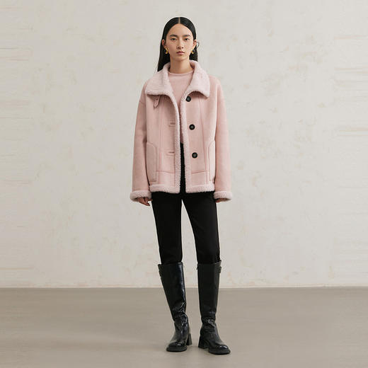 NEELLY纳俪商场同款冬季新款羊毛翻领外套女百搭直筒时尚保暖上衣N25114C04560 商品图2