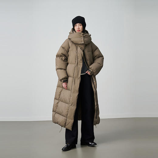 NEELLY纳俪商场同款冬新款时尚连帽长款羽绒服女百搭通勤廓形外套N25114L06604 商品图2