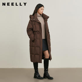 NEELLY纳俪商场同款冬新款休闲通勤长款连帽羽绒服女保暖显瘦外套N25114L04609