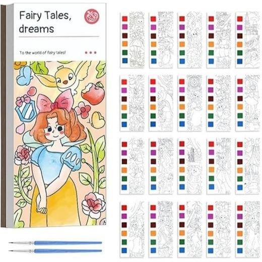 童话梦境水彩画书 旅行袖珍水彩书套装 带画笔的袖珍水彩画册 商品图0