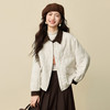 【1/21新品】熙世界巴恩风花苞短外套女2025秋冬新款复古菱格撞色翻领夹克上衣 商品缩略图3