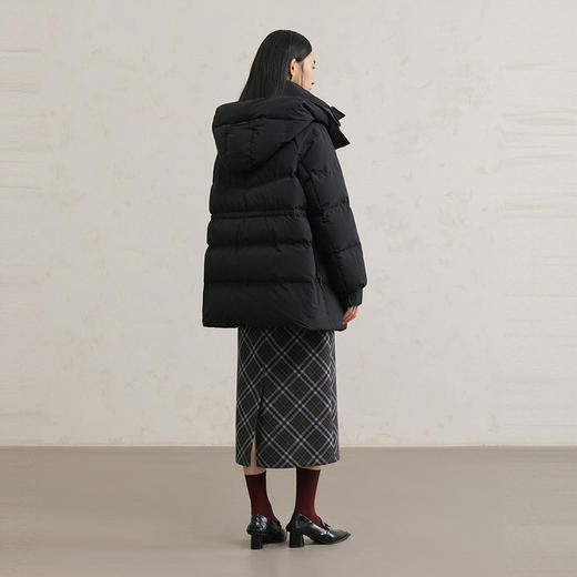 NEELLY纳俪商场同款冬新款连帽中长款休闲通勤羽绒服女90%白鸭绒N25114L04600 商品图1