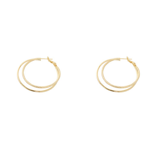 三彩2026新款双圈肌理纹镀金耳环S925银针复古大圈通勤轻熟简约 商品图3