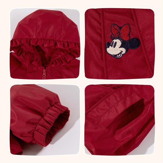 迪士尼（Disney）童装女童前开带帽外套甜美防风花边耐磨蝴蝶结2026春季新款上衣ZD1FS040 商品图4