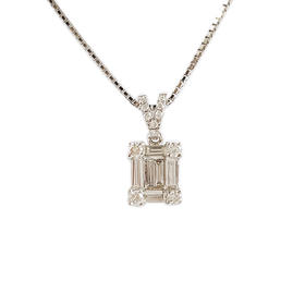 AU750白金经典时尚0.44克拉群镶钻石吊坠项链14.0*6.9*3.4MM（皆取最大值）链长：40CM 171225NJS76