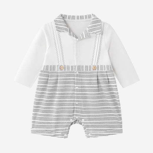 【高定系列】英氏新生儿衣服男宝宝polo领条纹爬服春夏哈衣外出服 商品图4