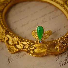 龢盒原创 上善若水，自在为王 18k水滴翡翠戒指