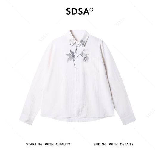 31224SDSA男士秋冬新款痞帅男装简约撞色植物花卉印花设计长袖衬衫百搭 商品图1