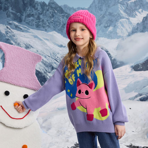 【MQD】冬季新品女大童学院风卡通可爱套头毛衣 商品图2