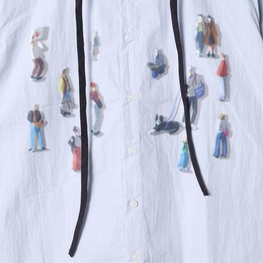 SS31227SDSA男士秋冬新款痞帅男装美式撞色人物印花连帽衬衫百搭宽松衬衣 商品图3