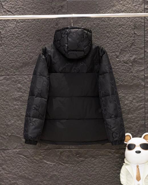 F010763老花满印拼接男女同款蓬松连帽羽绒服 商品图6