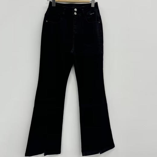 Z2 纽扣腰抓绒牛仔喇叭裤41015（黑） 冬季 944030010321 商品图2