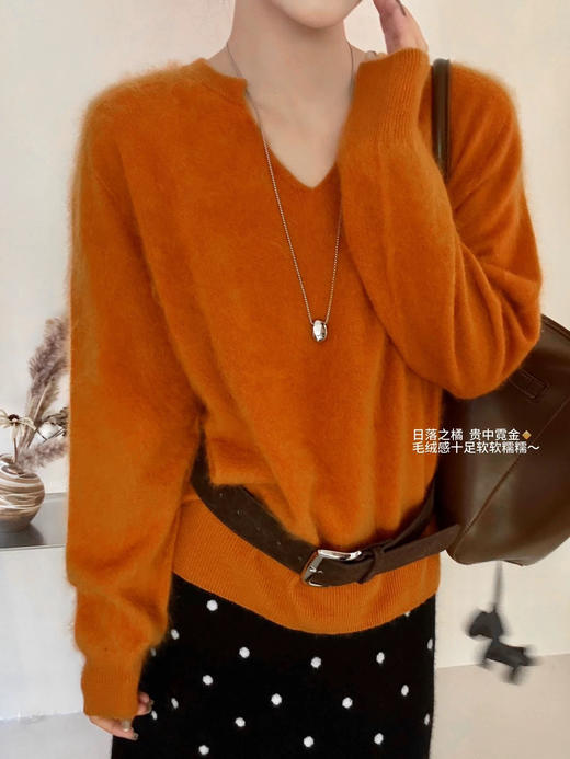 慵懒剪刀领无缝一体机9.3山羊绒+90.7绵羊毛高奢毛衣 商品图10