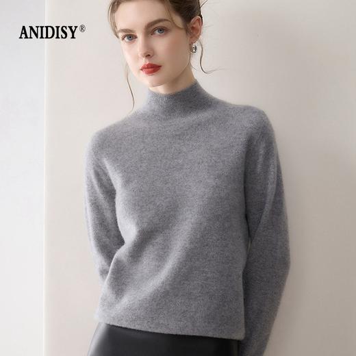 100%羊绒纯山羊绒加厚半高领长袖套头毛衣 商品图0